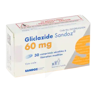 Gliclazide Sandoz 60 Mg, Comprimé Sécable à Libération Modifiée à Clermont-Ferrand