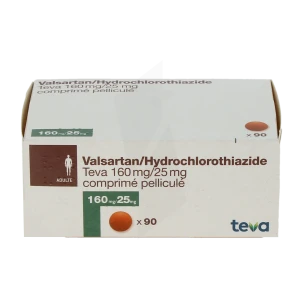 Valsartan/hydrochlorotiazide Teva 160 Mg/25 Mg, Comprimé Pelliculé