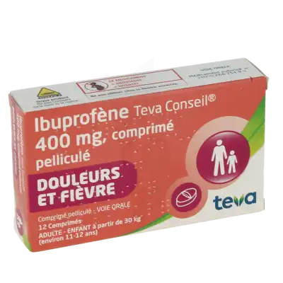 Ibuprofene Teva Conseil 400 Mg, Comprimé Pelliculé à  JOUÉ-LÈS-TOURS