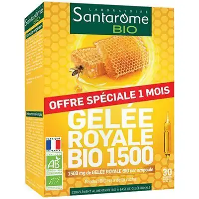 Santarome Bio Gelée Royale Solution Buvable 30 Ampoules/10ml à Villebrumier