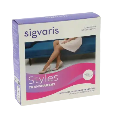 Sigvaris Styles Transparent Chaussettes  Femme Classe 2 Beige 120 Small Long à Saint-Bonnet-de-Mure