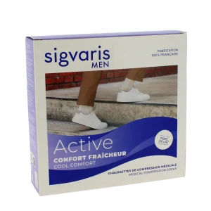 Sigvaris Active Confort Fraîcheur Origin Lin Chaussette Classe 2 Homme Ecru Normal S