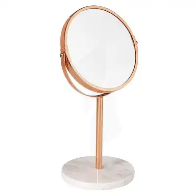 MIROIR PIED OR ROSE/MARBRE.X7   - diamètre 17 cm