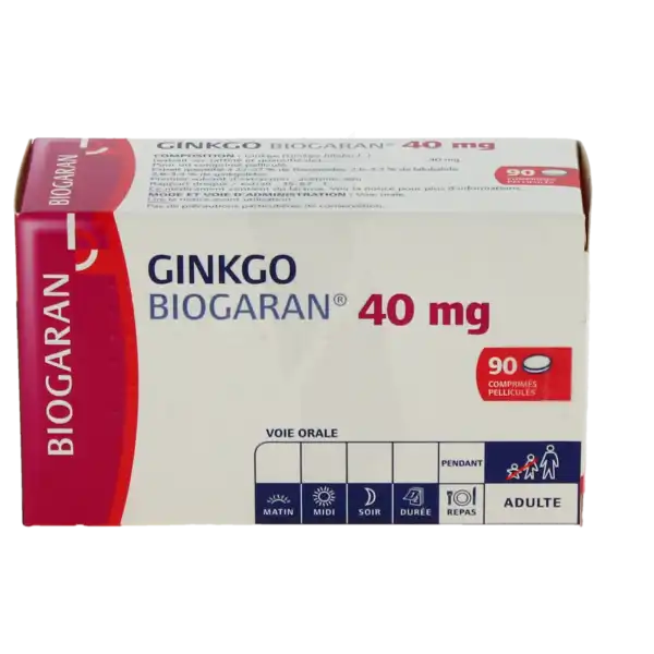 Ginkgo Biogaran 40 Mg, Comprimé Pelliculé