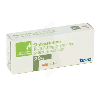 Simvastatine Teva 20 Mg, Comprimé Pelliculé Sécable à STRASBOURG