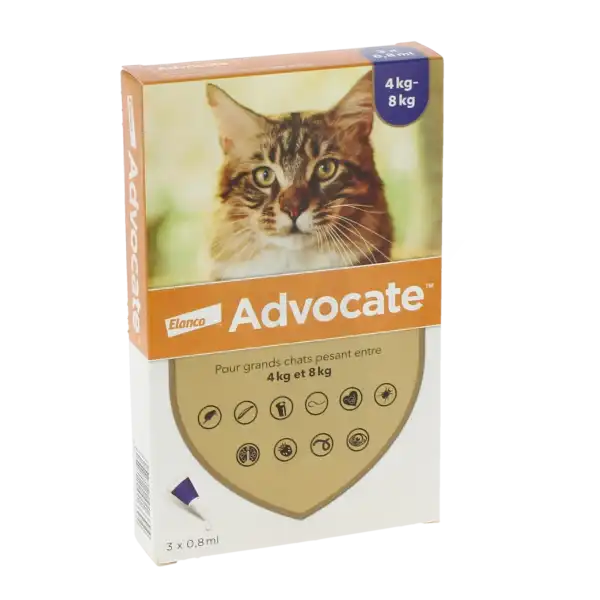 Advocate 80 Mg + 8 Mg Solution Pour Spot-on Pour Grands Chats, Solution Pour Spot-on