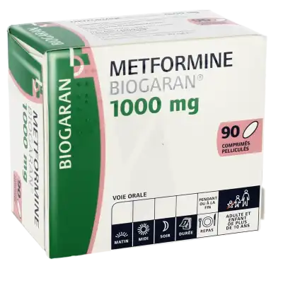 Metformine Biogaran 1000 Mg, Comprimé Pelliculé à Nice
