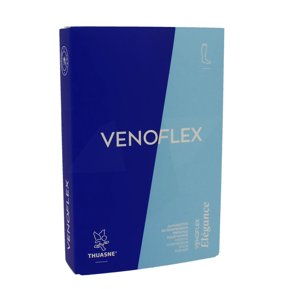 Venoflex Elegance 2 Chaussette Maille Côtelée Homme Noir Taille 4n-