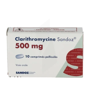 Clarithromycine Sandoz 500 Mg, Comprimé Pelliculé