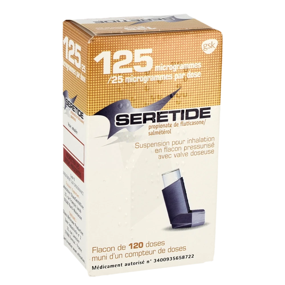 Seretide 125 Microgrammes/25 Microgrammes/dose, Suspension Pour Inhalation En Flacon Pressurisé Avec Valve Doseuse