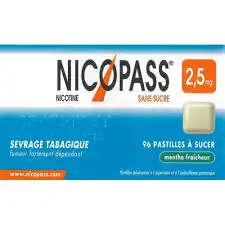 Nicopass Menthe Fraicheur 2,5 Mg Sans Sucre, Pastille édulcorée à L'aspartam Et à L'acésulfame Potassique à Noisy-le-Sec