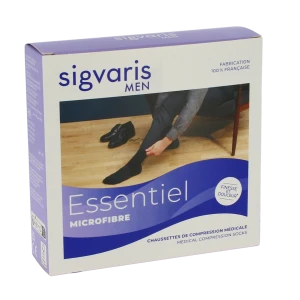 Sigvaris Essentiel Microfibre Chaussettes  Homme Classe 2 Gris Clair Large Normal