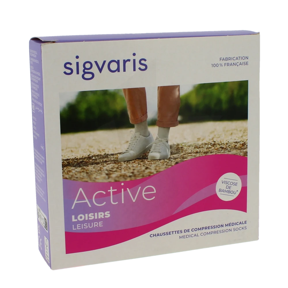 Sigvaris Active Loisirs Chaussette Classe 2 Femme Rose Pêche Long S