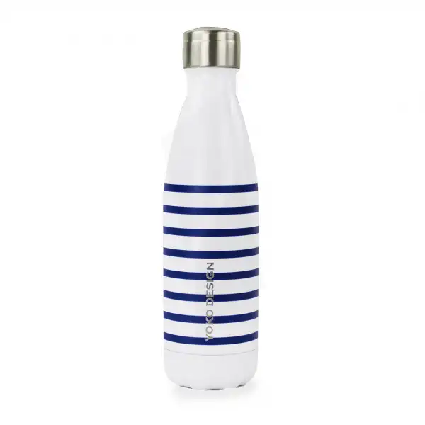 Yoko Design Bouteille Isotherme Marinière Bleue 500ml