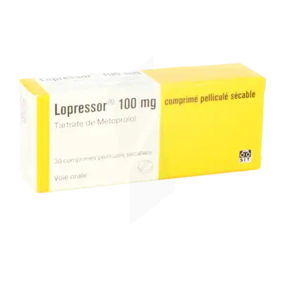 Lopressor 100 Mg, Comprimé Pelliculé Sécable à MERINCHAL