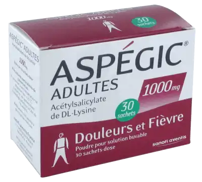 Aspegic Adultes 1000 Mg, Poudre Pour Solution Buvable En Sachet-dose 30 à Poitiers