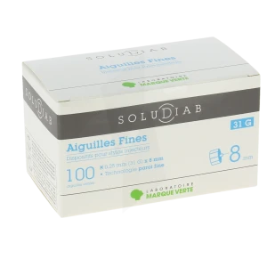 Soludiab Aiguilles Stylos Insuline 8mm Fines 31g  Bt100