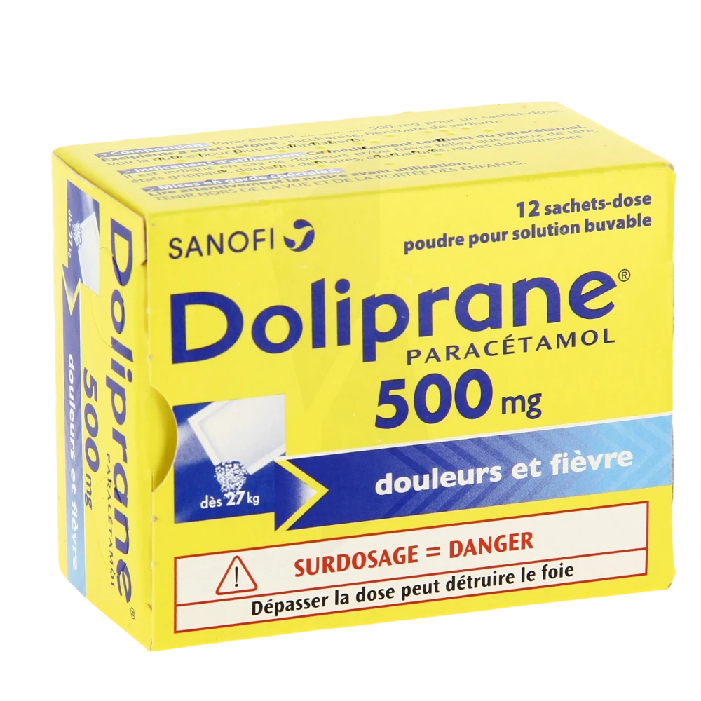 Doliprane 500 Mg Poudre Pour Solution Buvable En Sachet-dose B/12
