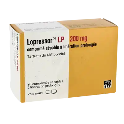 Lopressor L.p. 200 Mg, Comprimé Sécable à Libération Prolongée à Dreux