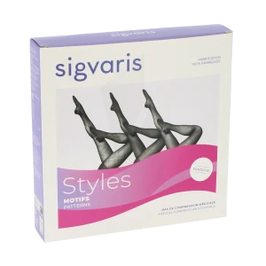 Sigvaris Styles Motifs Carreaux Collant Classe 2 Femme Noir Long M