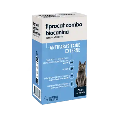 FIPROCAT COMBO 50 mg/60 mg Solution pour spot-on chat et furet 3Pipettes/0,5ml