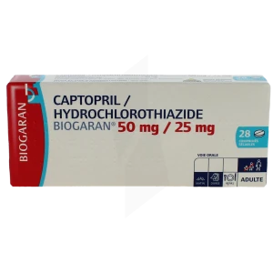 Captopril/hydrochlorothiazide Biogaran 50 Mg/25 Mg, Comprimé Sécable