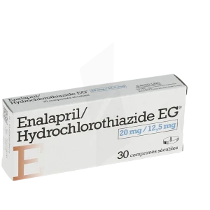Enalapril/hydrochlorothiazide Eg 20 Mg/12,5 Mg, Comprimé Sécable