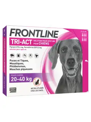 Frontline Tri-act Solution pour spot-on chien 20-40kg 6 Pipettes/4ml