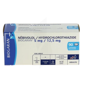 Nebivolol/hydrochlorothiazide Biogaran 5 Mg/12,5 Mg, Comprimé Pelliculé