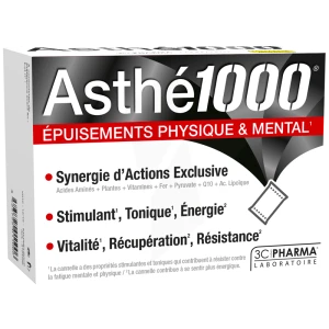 Asthe 1000 Poudre à Diluer épuisements Physique & Mental 10 Sachets