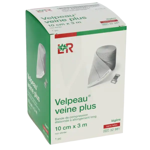 Velpeau Veine Plus Bande De Compression à Allongement Long Sans Latex étalonnée 3mx10cm