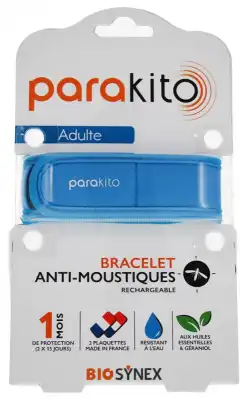 Parakito Color Bracelet Rechargeable Anti-moustique Adulte Bleu B/2 à Saint-Brevin-les-Pins