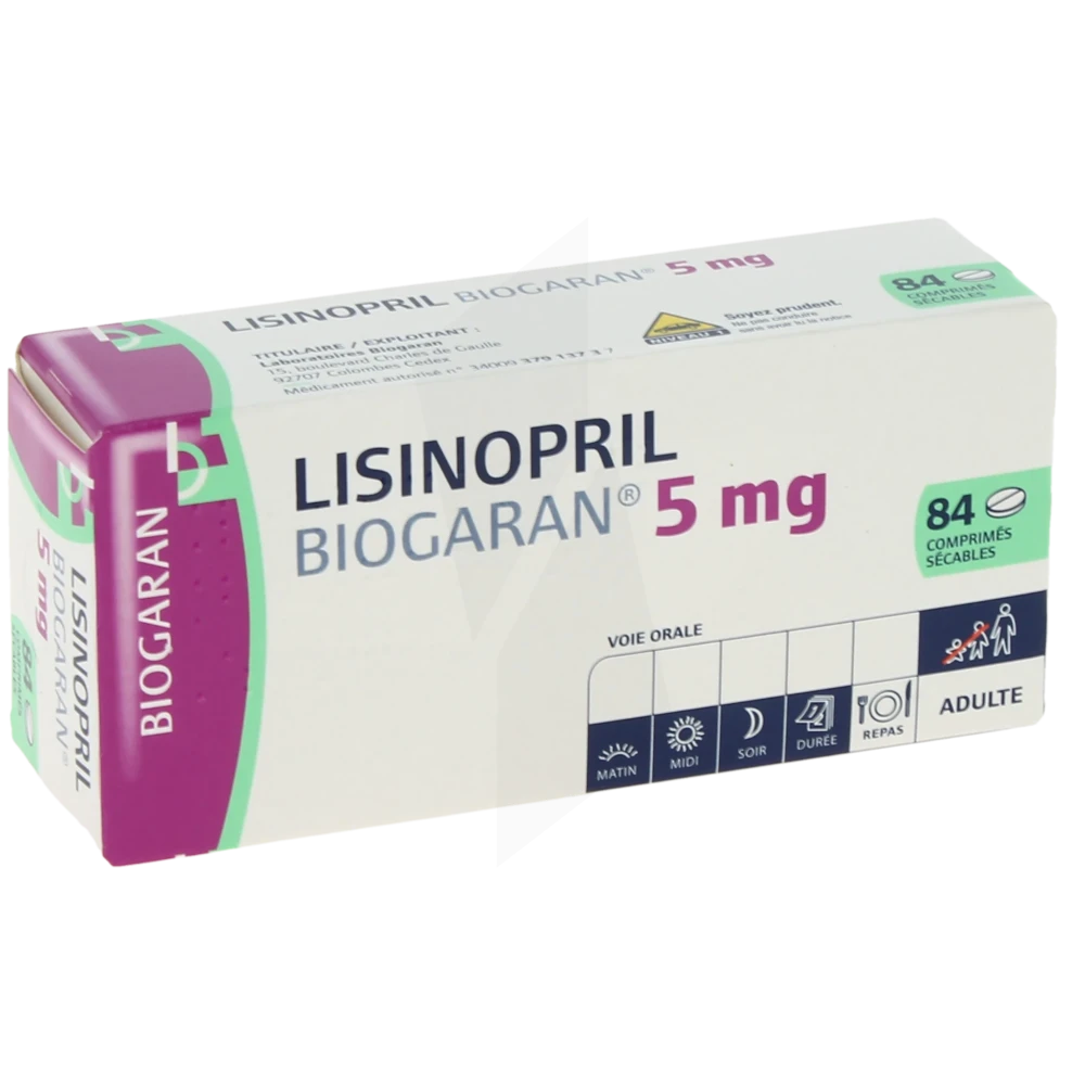 Lisinopril Biogaran 5 Mg, Comprimé Sécable