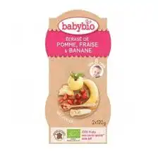 Babybio Aliment Infant écrasé Pomme Fraise Banane 2bols/120g à Saint-Vallier