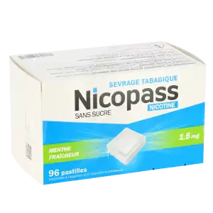 Nicopass 1,5 Mg Sans Sucre Menthe Fraicheur, Pastille édulcorée à L'aspartam Et à L'acésulfame Potassique à YZEURE