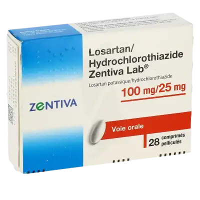 LOSARTAN/HYDROCHLOROTHIAZIDE ZENTIVA LAB 100 mg/25 mg, comprimé pelliculé