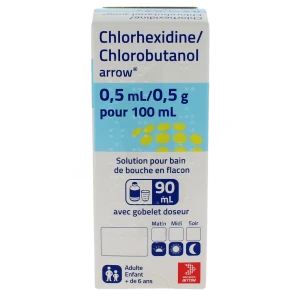 Chlorhexidine/chlorobutanol Arrow 0,5 Ml/0,5 G Pour 100 Ml, Solution Pour Bain De Bouche En Flacon