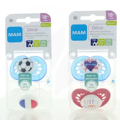 Mam Euro 2016 Sucette Silicone 18 Mois+ Foot B/2 à LIMOUX
