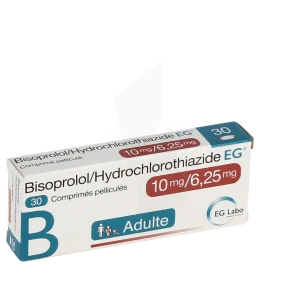 Bisoprolol/hydrochlorothiazide Eg 10 Mg/6,25 Mg, Comprimé Pelliculé