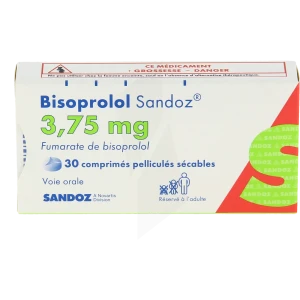 Bisoprolol Sandoz 3,75 Mg, Comprimé Pelliculé Sécable