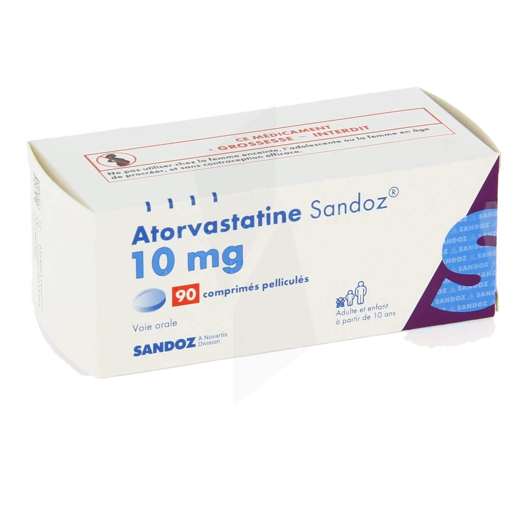 Atorvastatine Sandoz 10 Mg, Comprimé Pelliculé