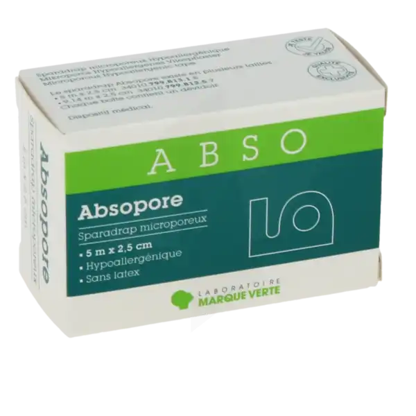 Absopore Sparadrap Microporeux 5mx2,5cm Avec Dévidoir