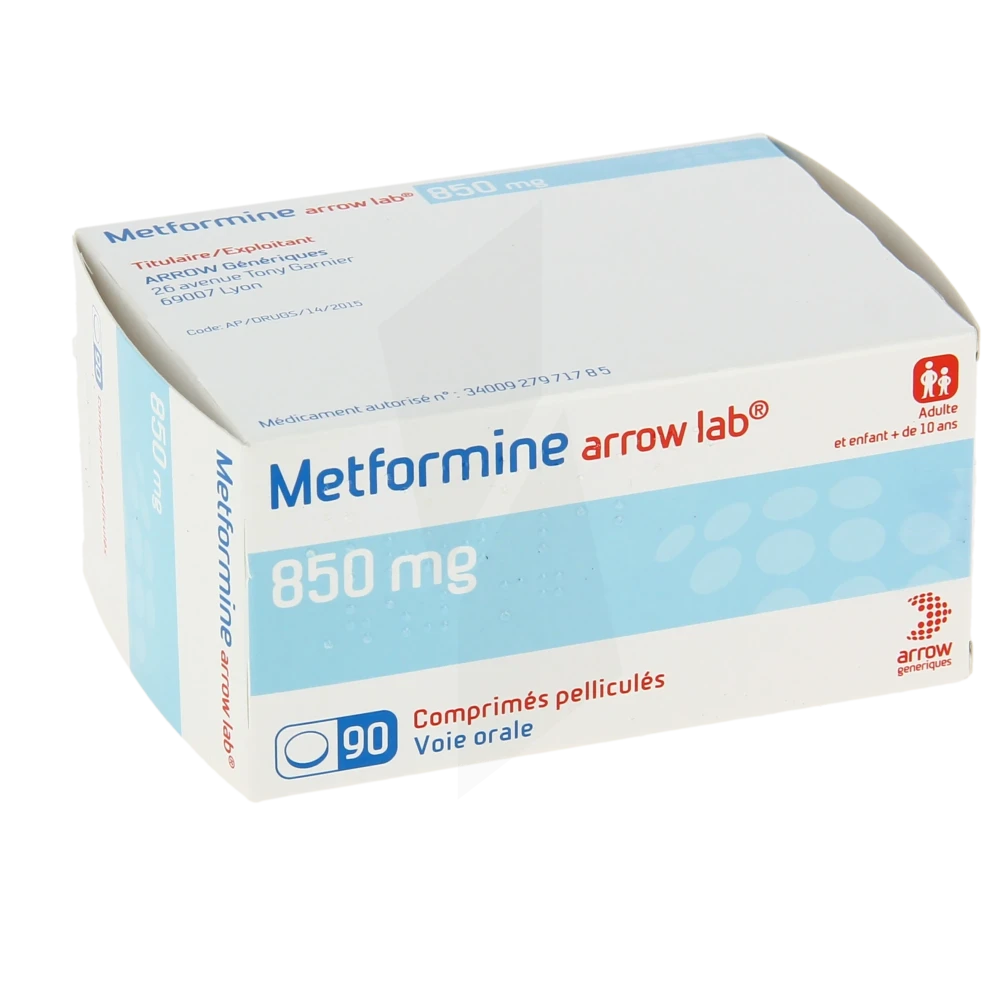Metformine Arrow Lab 850 Mg, Comprimé Pelliculé