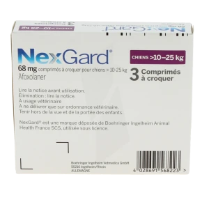 Nexgard 68 Mg Comprime A Croquer Pour Chiens 10 - 25 Kg, Comprimé à Croquer