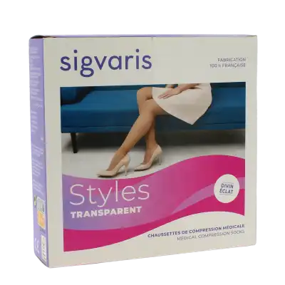 Sigvaris Styles Divin Eclat Transparent Chaussette Classe 2 Femme Beige 140 Long S à SAINT-PRYVÉ-SAINT-MESMIN