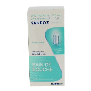 Chlorhexidine/chlorobutanol Sandoz 0,5 Ml/0,5 G Pour 100 Ml, Solution Pour Bain De Bouche En Flacon