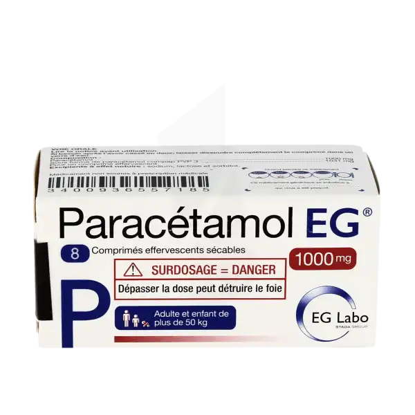 Paracetamol Eg 1000 Mg, Comprimé Effervescent Sécable