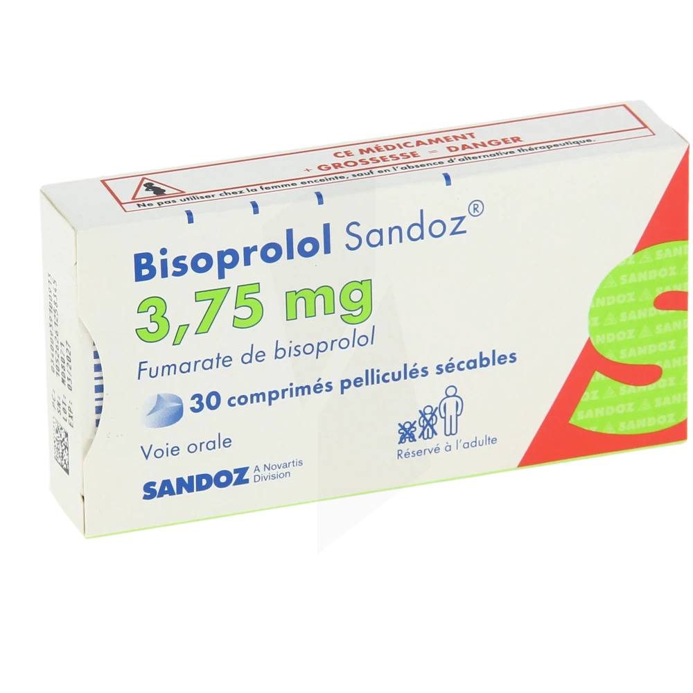 Bisoprolol Sandoz 3,75 Mg, Comprimé Pelliculé Sécable