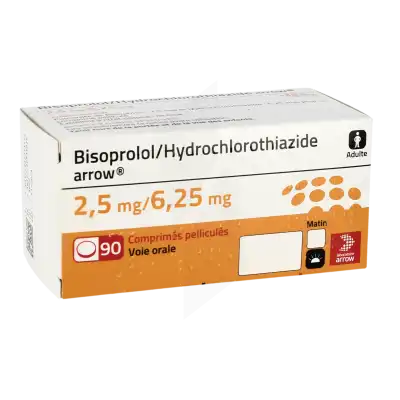 BISOPROLOL/HYDROCHLOROTHIAZIDE ARROW 2,5 mg/6,25 mg, comprimé pelliculé