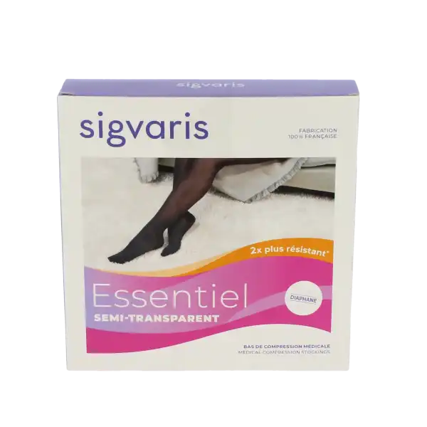 Sigvaris Essentiel Semi-transparent Bas Auto-fixants  Femme Classe 2 Dune Medium Long